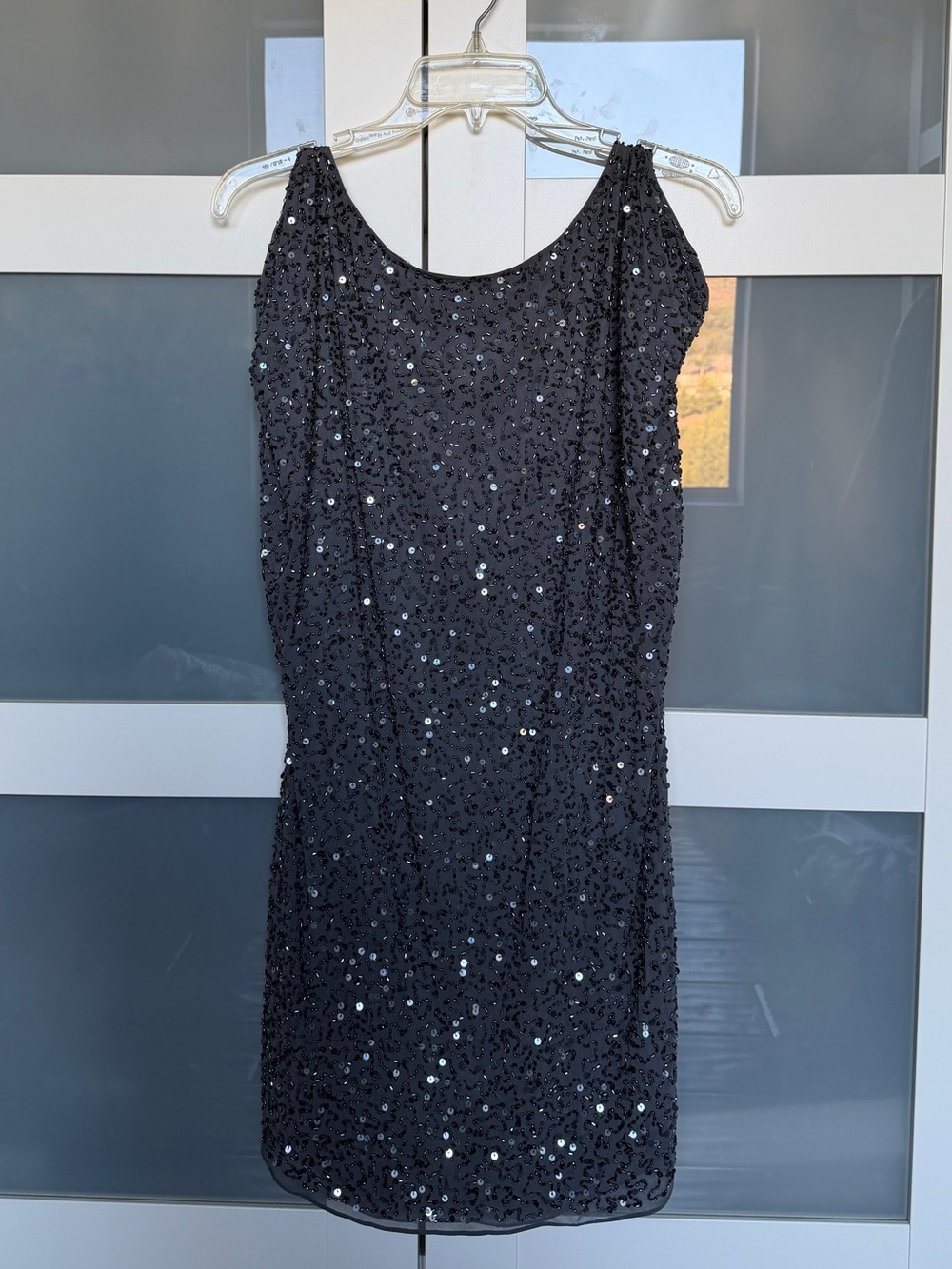Aidan Mattox Black Sequin Strapless Evening Dress